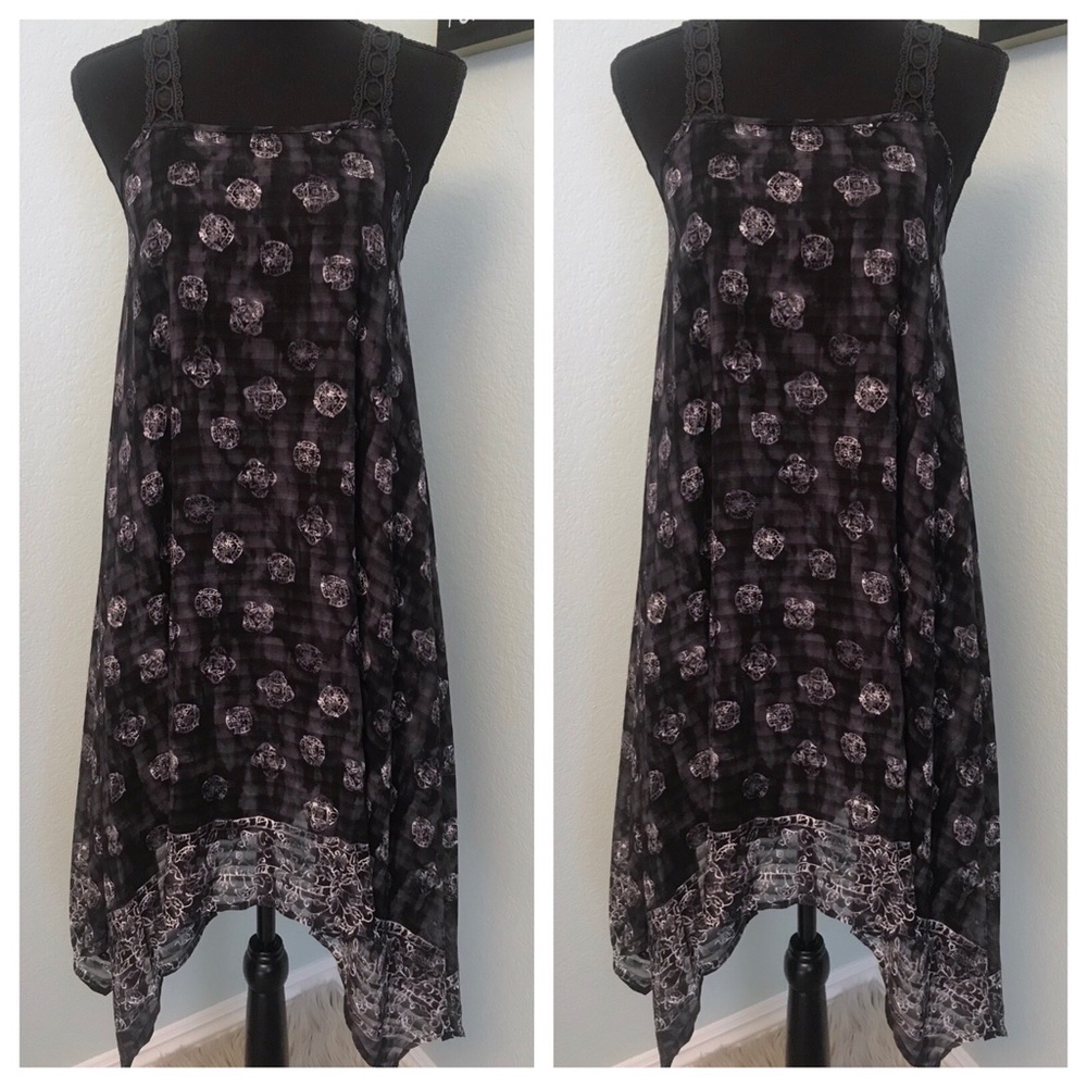Black Lightweight Floral Spring Midi Dress